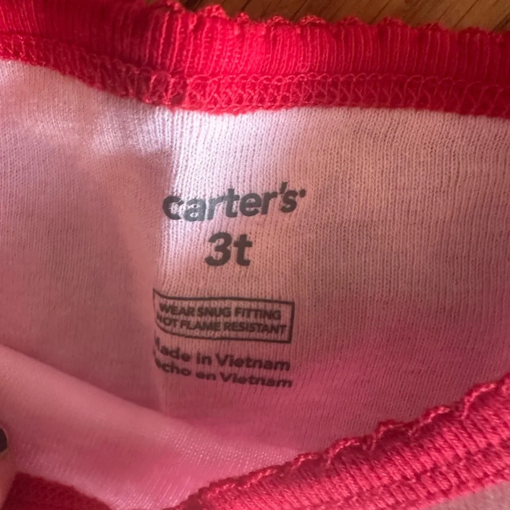 Carter's Girl’s 3T Pink Mrs. Claus w. Cookies Kids 2-Piece ChristmasPajama Set.